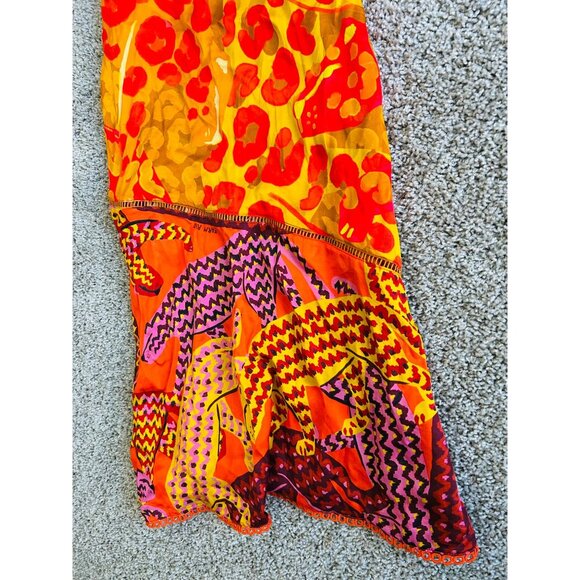 Farm Rio For Anthropologie Sz XXS Multicolor Patchwork Slip Dress Boho Chic Midi - Picture 8 of 14